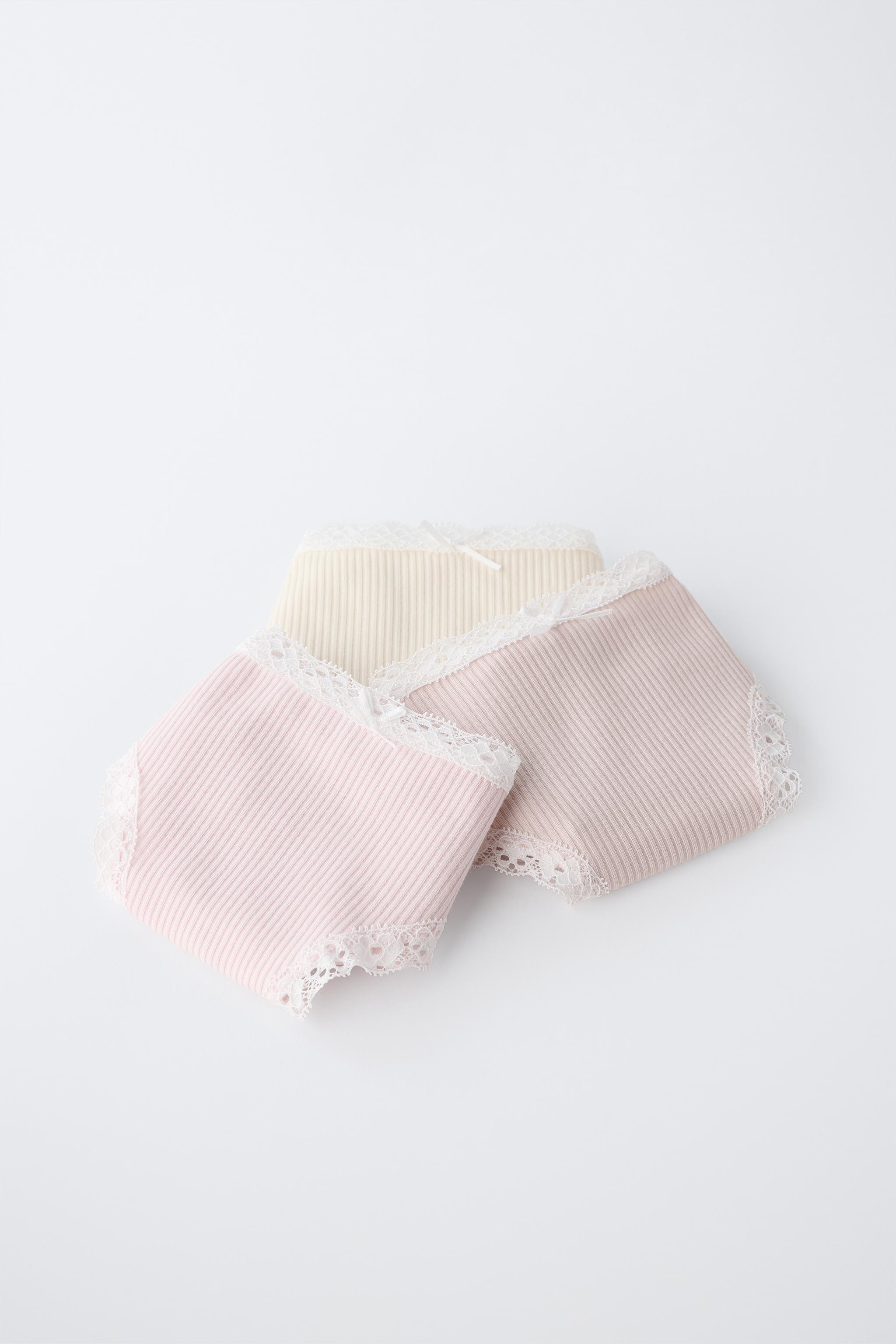 AGES 6-14/ THREE-PACK OF LACE TRIM UNDERWEAR